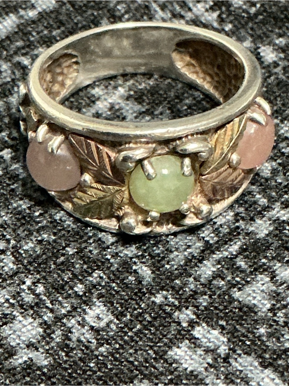 BLACK HILLS GOLD Sterling 12K Triple Gemstone Ring size 6